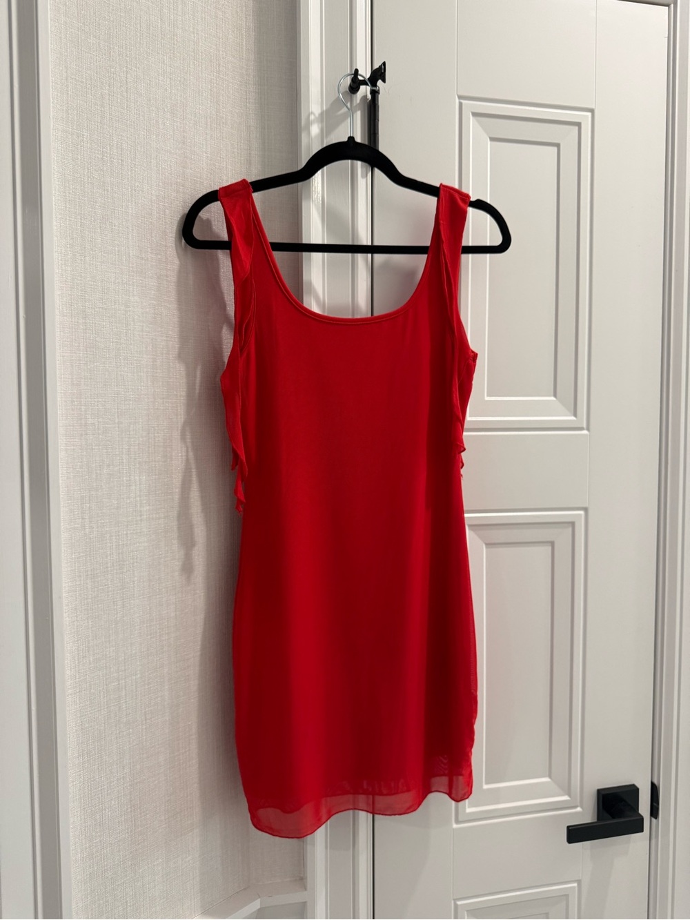 Women's Red Scoop Neck Sleeveless Dress